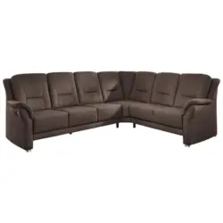 Ecksofa in Mikrofaser Graubraun 275/223 cm
