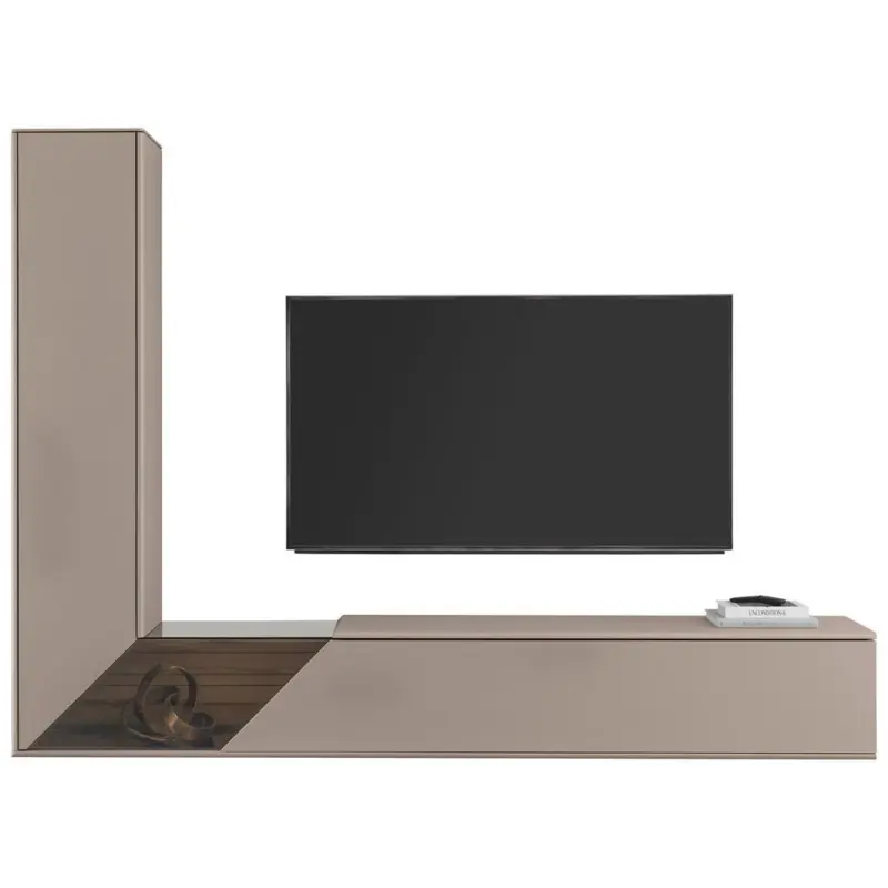 Wohnwand in Buchefarben, Sandfarben 245/178/41 cm