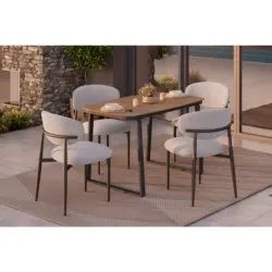 Gartentisch 120/74/70 cm Metall, Kunststoff Anthrazit, Naturfarben rechteckig