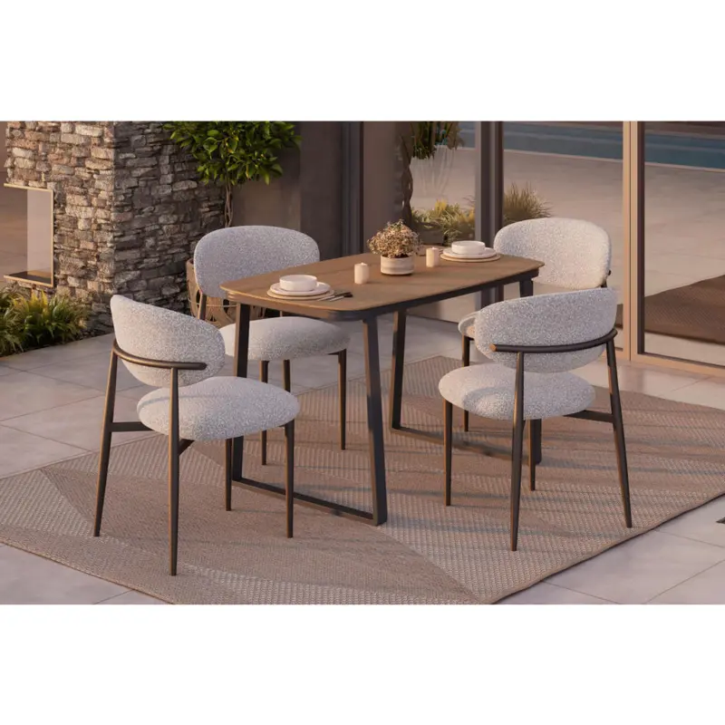 Gartentisch 120/74/70 cm Metall, Kunststoff Anthrazit, Naturfarben rechteckig