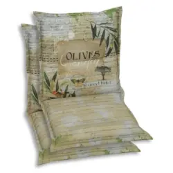 Sesselauflagenset in Gr&uuml;n, Dunkelgr&uuml;n, Hellgr&uuml;n Floral