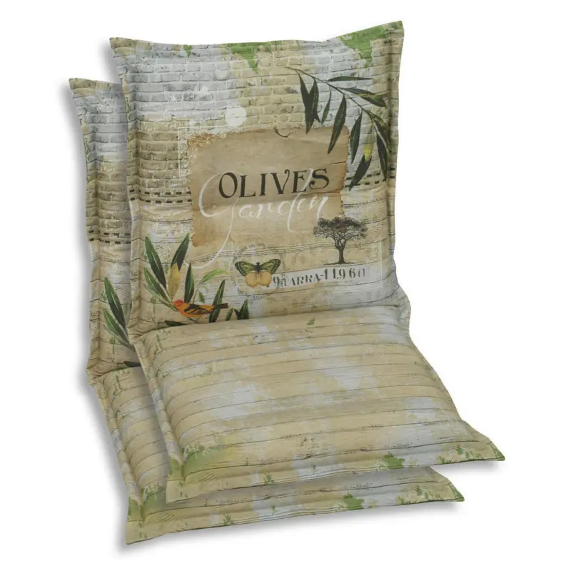 Sesselauflagenset in Gr&uuml;n, Dunkelgr&uuml;n, Hellgr&uuml;n Floral