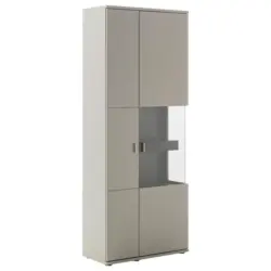 Vitrine in furniert Grau, Eichefarben