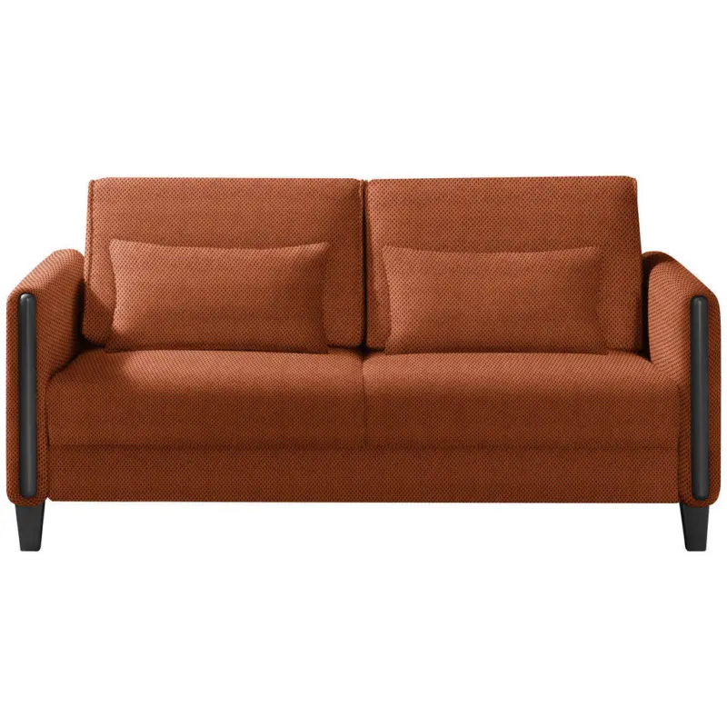 Schlafsofa in Webstoff Schwarz, Rostfarben