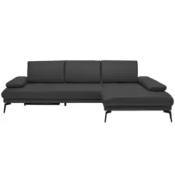 Ecksofa in Echtleder Anthrazit 273/187 cm