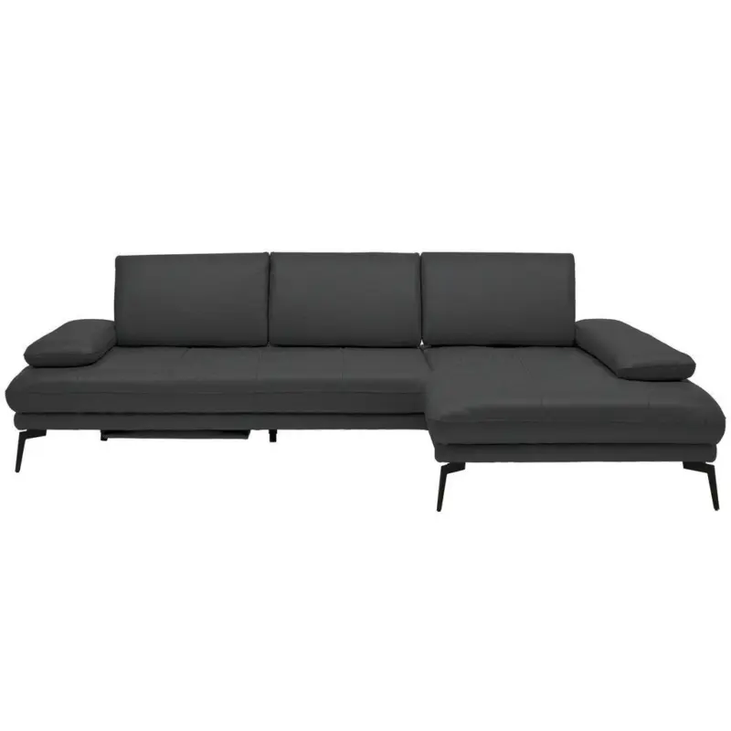 Ecksofa in Echtleder Anthrazit 273/187 cm