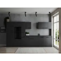 K&uuml;chenleerblock 370 cm in Dunkelgrau