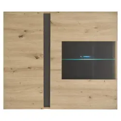 H&auml;ngevitrine in Grau, Eiche Artisan