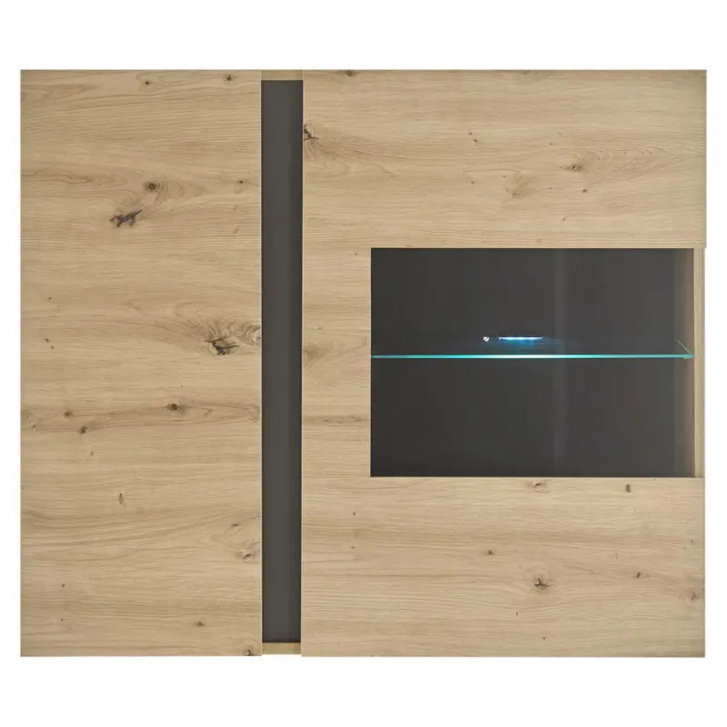 H&auml;ngevitrine in Grau, Eiche Artisan