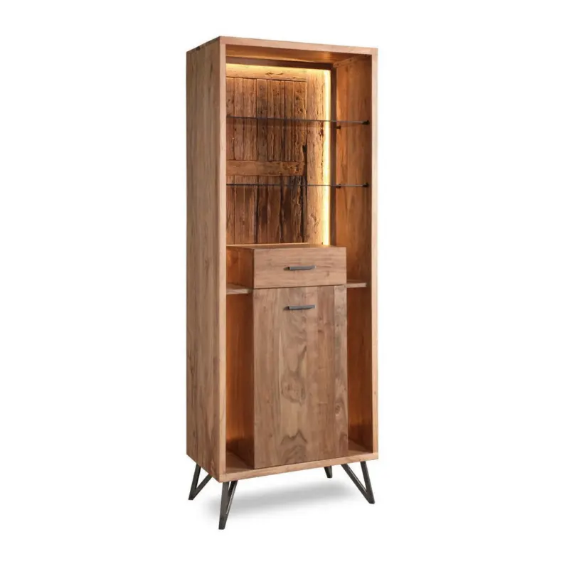 Vitrine in massiv Akazie Akaziefarben