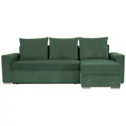 Ecksofa in Cord, Mikrofaser Gr&uuml;n 239/141 cm