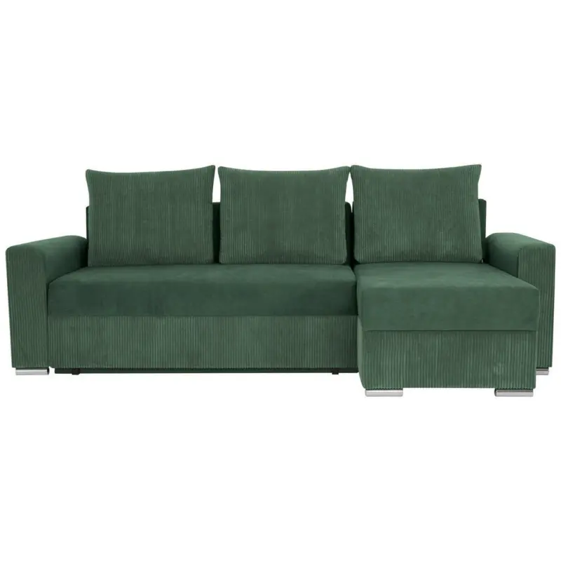 Ecksofa in Cord, Mikrofaser Gr&uuml;n 239/141 cm