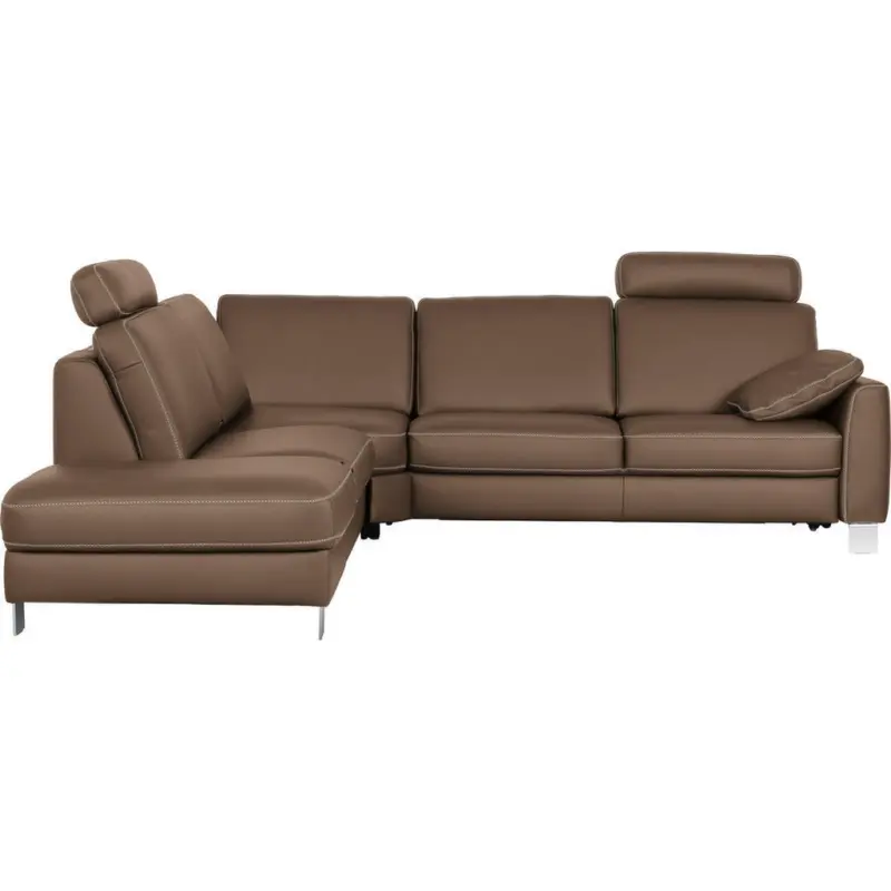 Ecksofa in Echtleder Grau