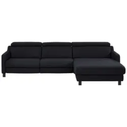 Ecksofa in Echtleder Schwarz 291/176 cm