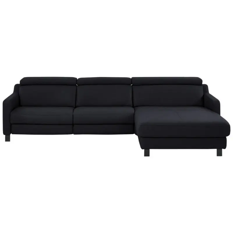 Ecksofa in Echtleder Schwarz 291/176 cm