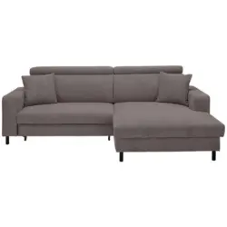 Ecksofa in Flachgewebe Mokka 262/166 cm