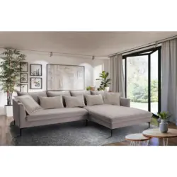 Ecksofa Piazza in Flachgewebe Taupe 321/187 cm