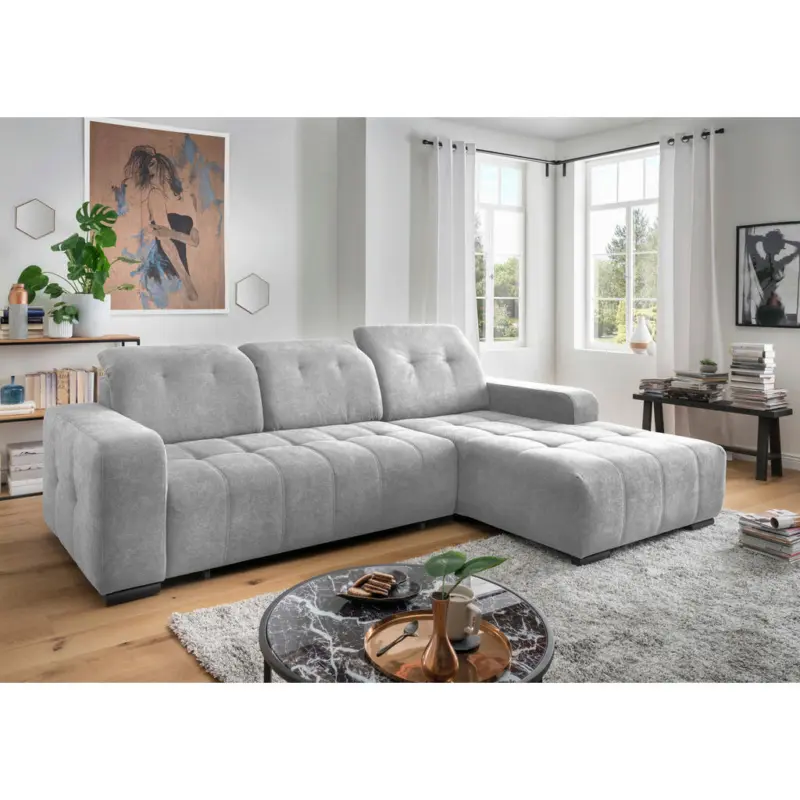 Ecksofa Vicari in Chenille Grau 185/292 cm