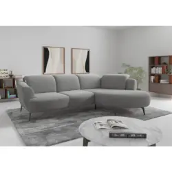 Ecksofa ZOE E in Mikrofaser Grau 309/199 cm