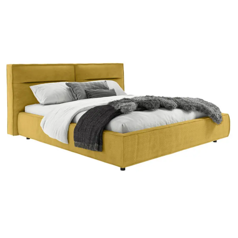 Polsterbett gepolstertes Kopfteil Currygelb 160/200 cm