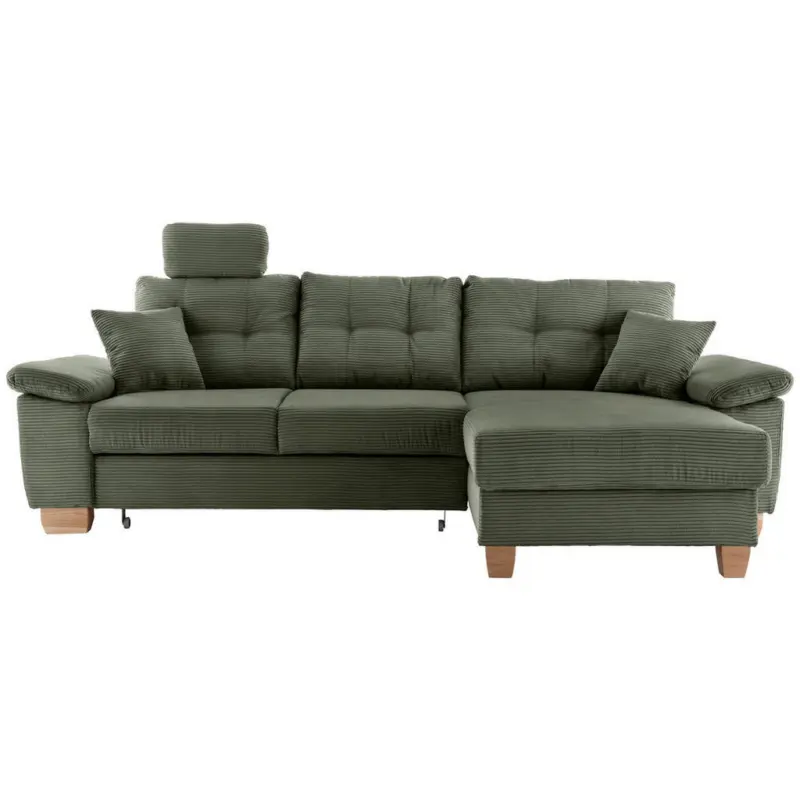 Ecksofa in Cord Dunkelgr&uuml;n