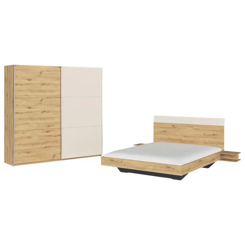 Schlafzimmer in Champagner, Eiche Artisan