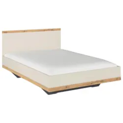 Bett 140/200 cm in Champagner, Eiche Artisan