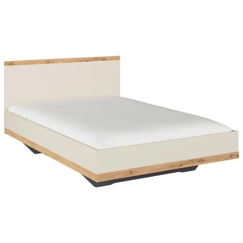 Bett 140/200 cm in Champagner, Eiche Artisan