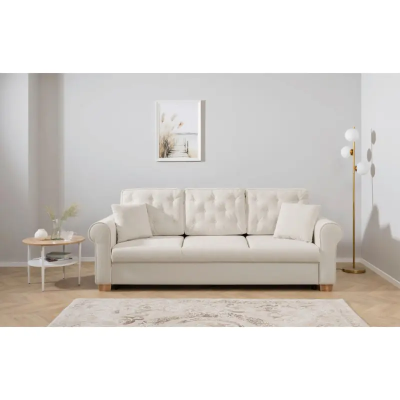 Schlafsofa Arles in Chenille Hellgrau