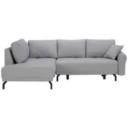 Ecksofa in Webstoff Grau 191/250 cm
