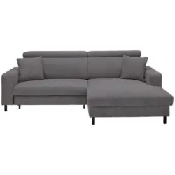 Ecksofa in Flachgewebe Anthrazit 262/166 cm