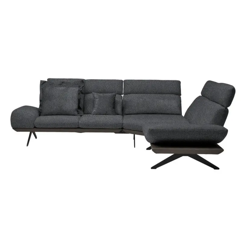 Ecksofa in Flachgewebe Graublau 270/239 cm