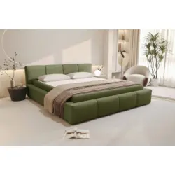 Polsterbett Lattenrost, Bettkasten Gr&uuml;n 200/200 cm