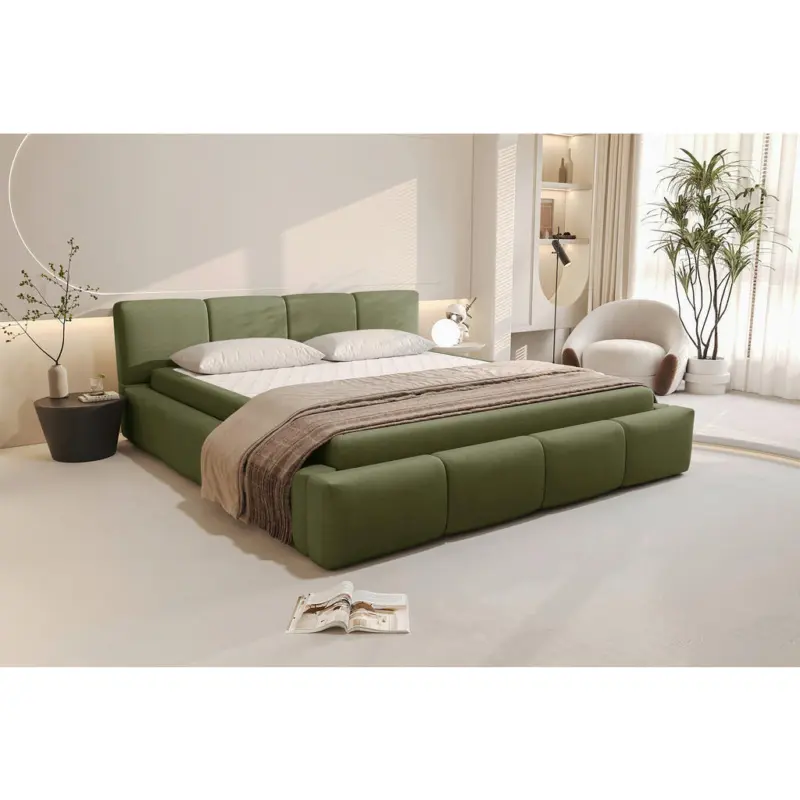 Polsterbett Lattenrost, Bettkasten Gr&uuml;n 200/200 cm