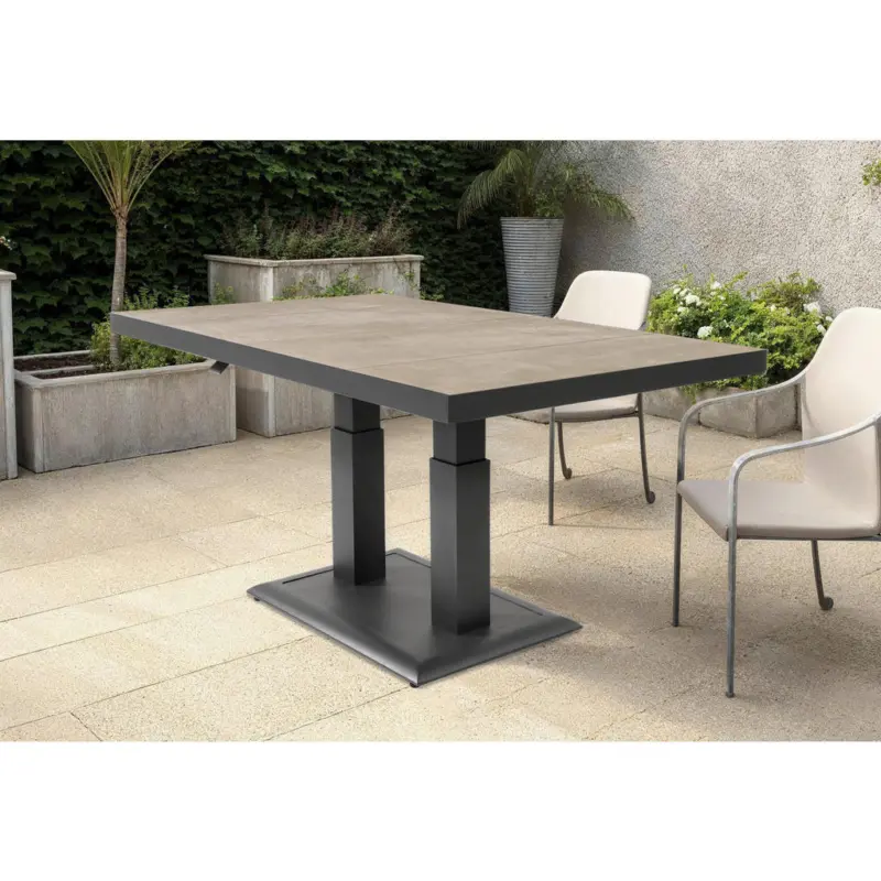 Gartentisch Metall, Keramik Anthrazit, Schieferfarben rechteckig