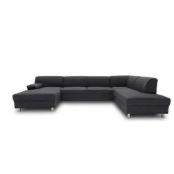 Wohnlandschaft in Webstoff Schlammfarben