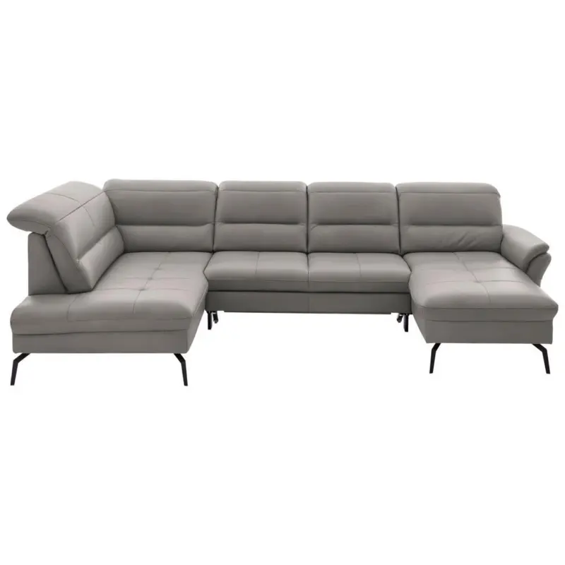 Wohnlandschaft in Echtleder Hellgrau