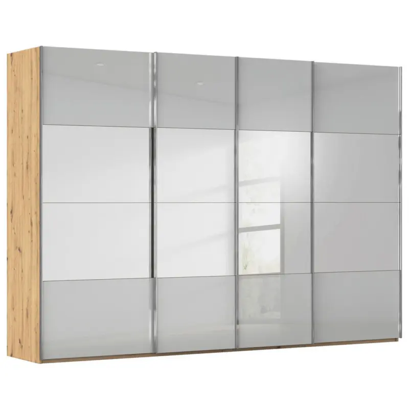 Schwebet&uuml;renschrank in Eiche Artisan, Seidengrau