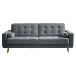 Schlafsofa in Mikrovelours Anthrazit Midcentury