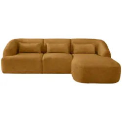 Ecksofa in Struktur Goldfarben 256/160 cm