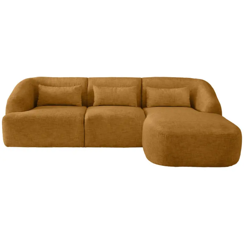 Ecksofa in Struktur Goldfarben 256/160 cm