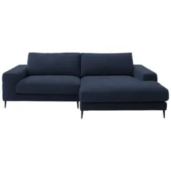 Ecksofa in Flachgewebe Dunkelblau 253/177 cm