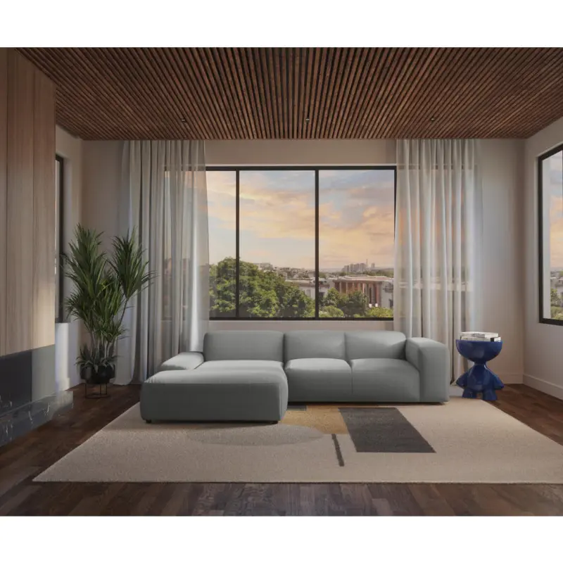 Ecksofa Hannah in Cord Hellgrau 200/304 cm