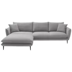 Ecksofa in Webstoff Grau 196/304 cm