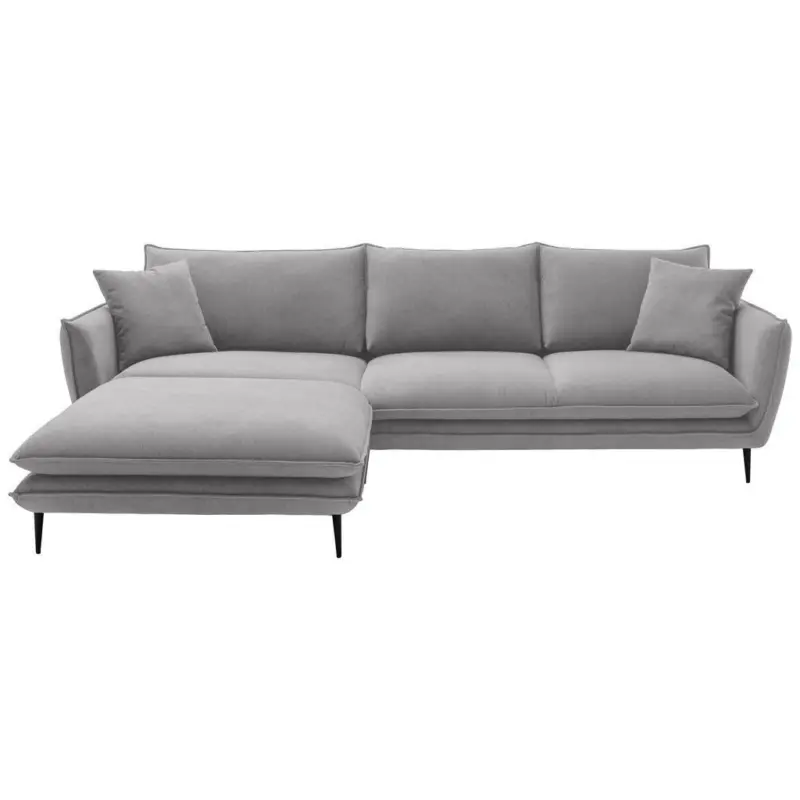 Ecksofa in Webstoff Grau 196/304 cm