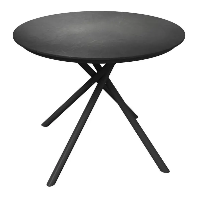 Gartentisch Metall, Stein Anthrazit, Dunkelgrau rund