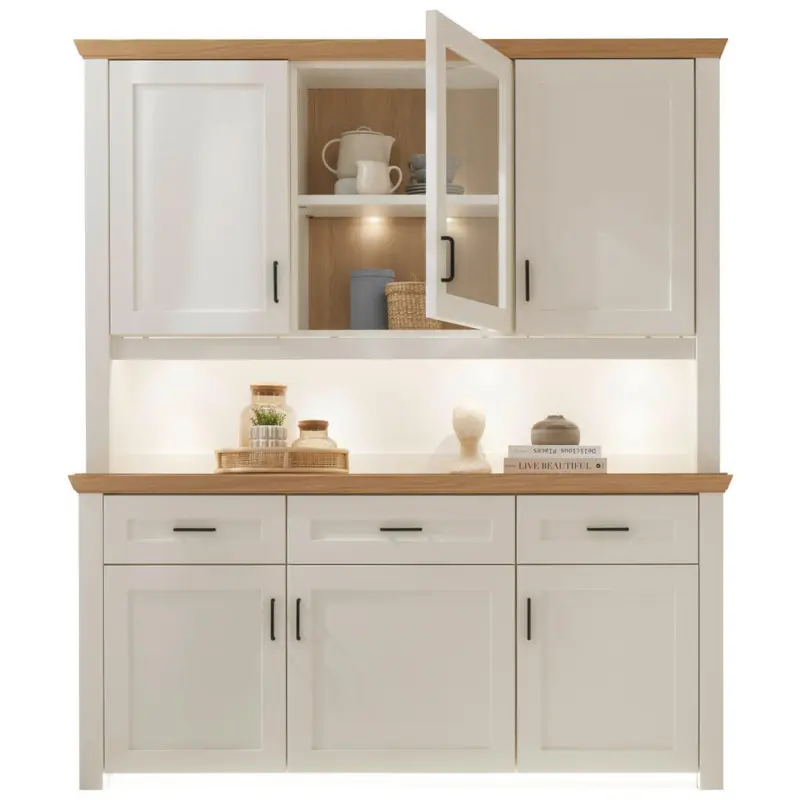 Buffet Wei&szlig;, Eichefarben 166/185/43 cm