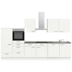 K&uuml;chenleerblock 360 cm in Wei&szlig;, Schieferfarben