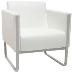 Sessel in Lederlook Wei&szlig;, Hellgrau