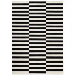 Handwebteppich 120/180 cm Donna Schwarz, Wei&szlig;